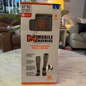 Heated Merino Wool Socks - Gray and Orange